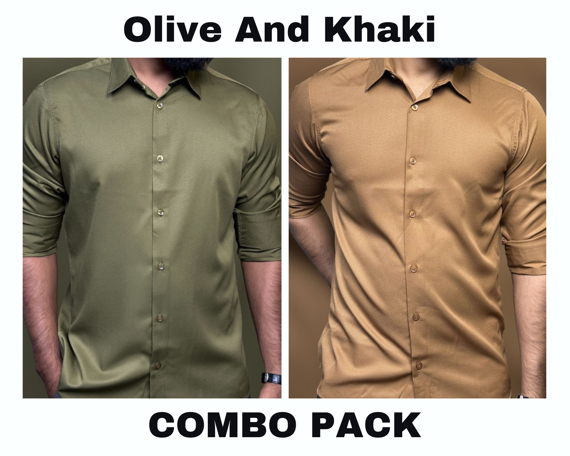 Premium Formal Shirt Combo Pack Olive And Khaki