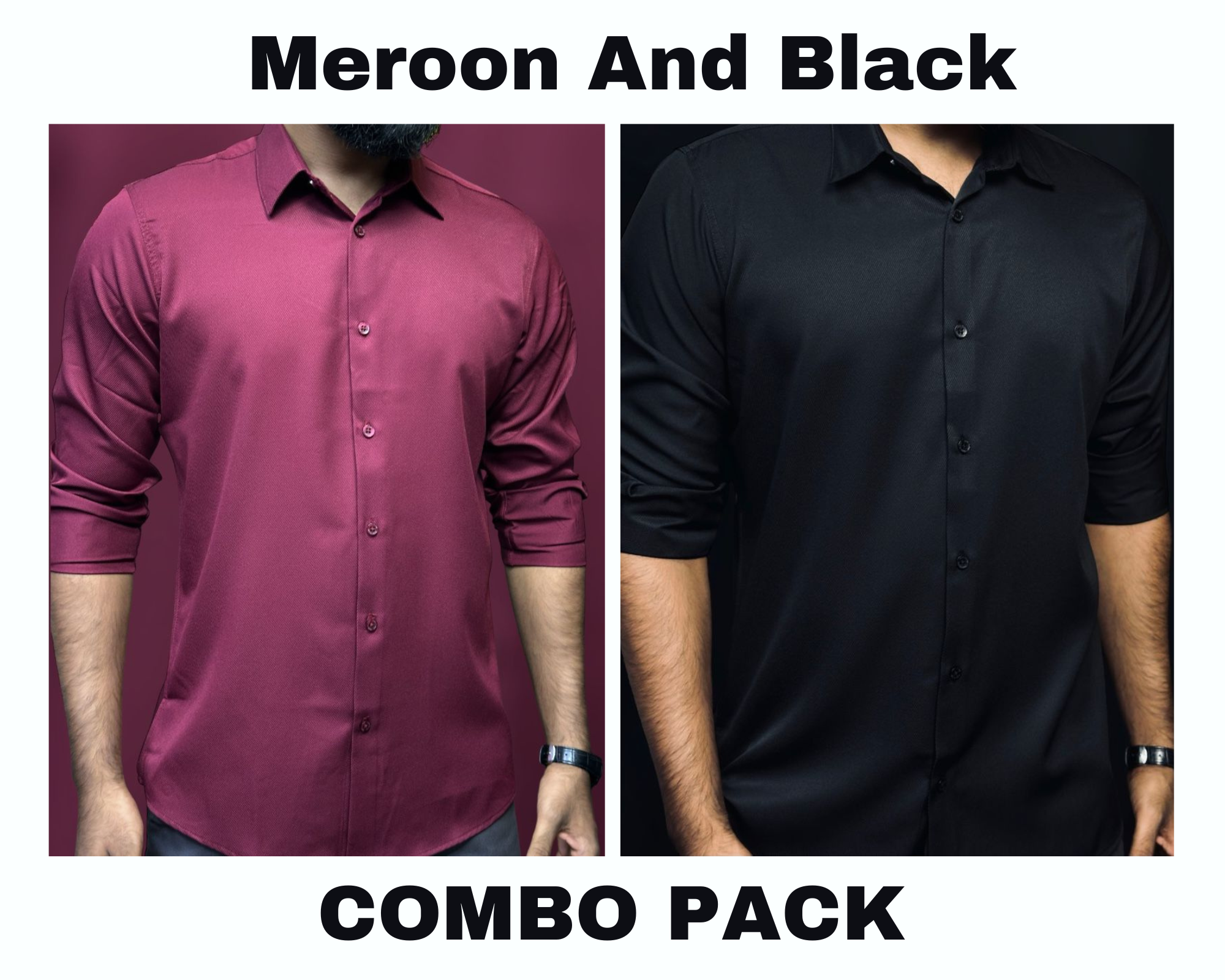 Premium Formal Shirt Combo Pack Meroon And Black