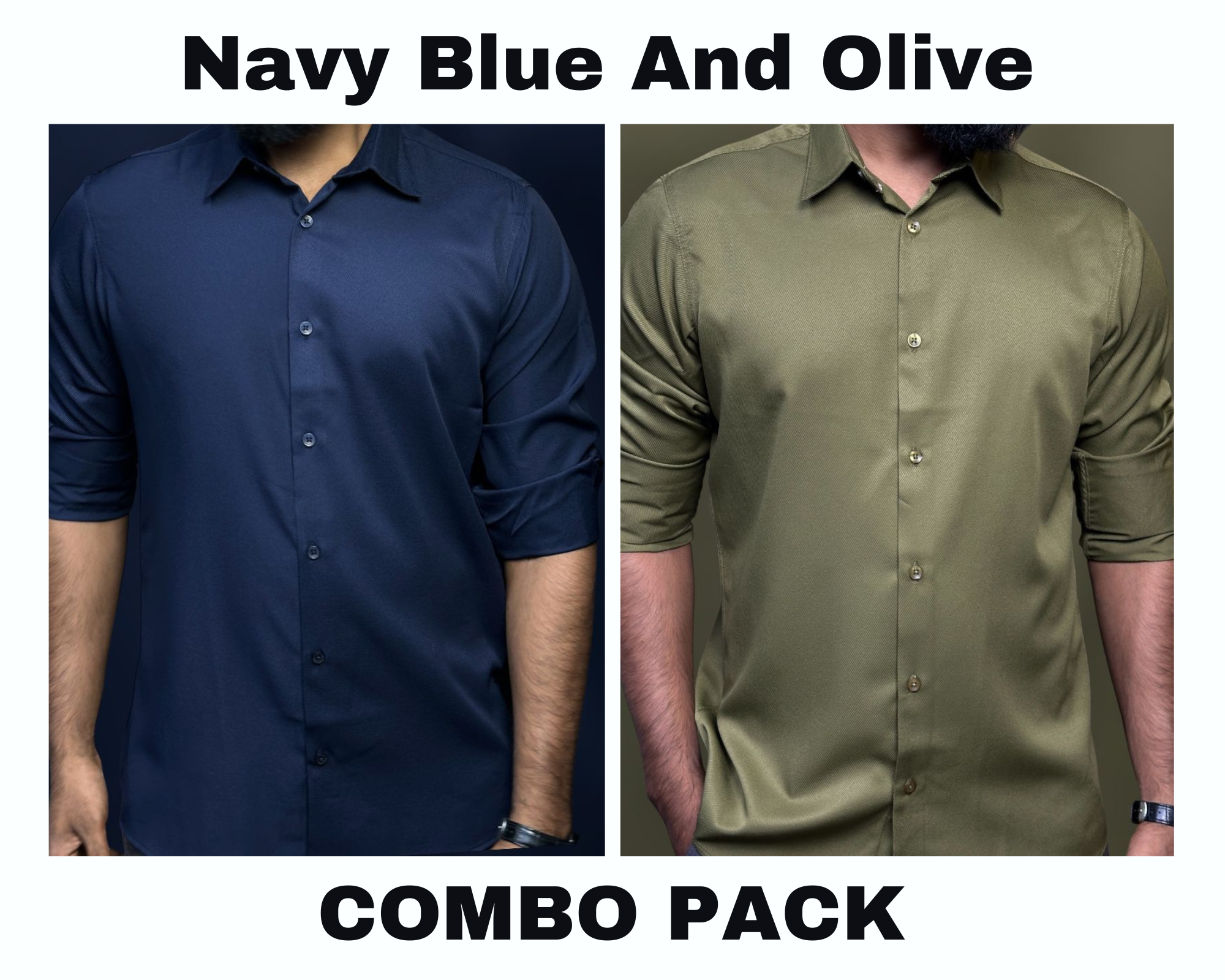 Premium Formal Shirt Combo Pack Navy Blue And Olive