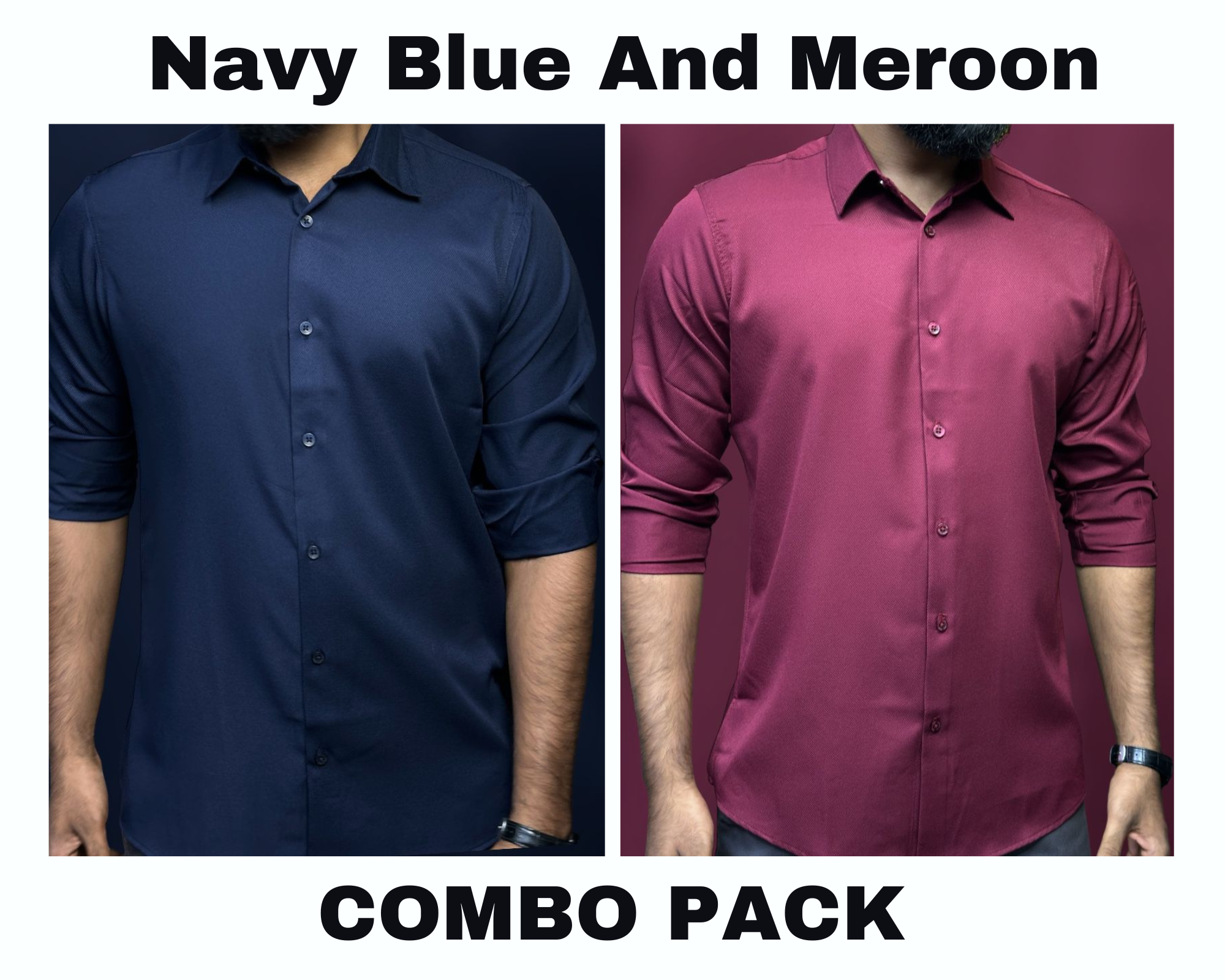 Premium Formal Shirt Combo Pack Navy Blue And Meroon