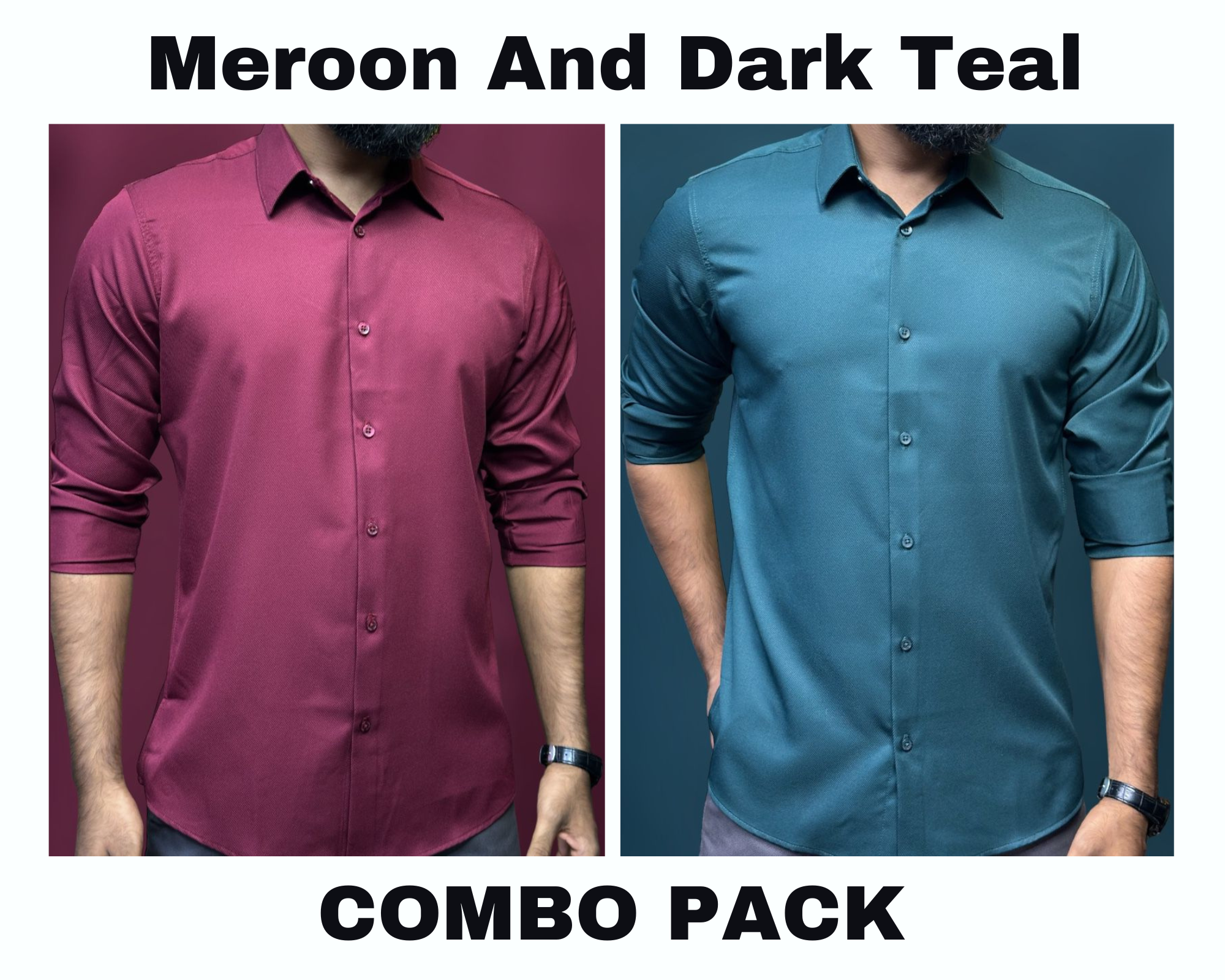 Premium Formal Shirt Combo Pack Meroon And Dark Teal