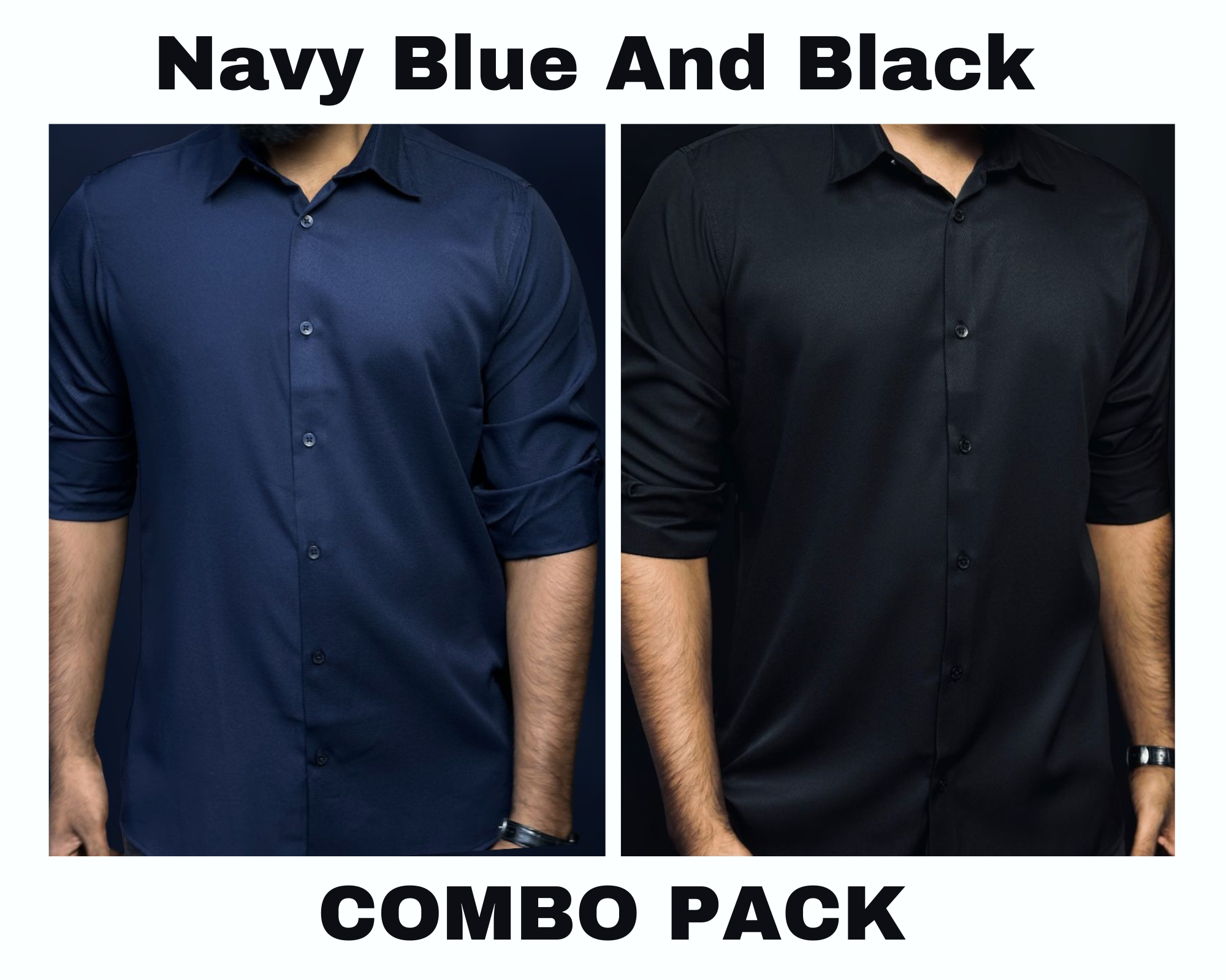 Premium Formal Shirt Combo Pack Navy Blue And Black