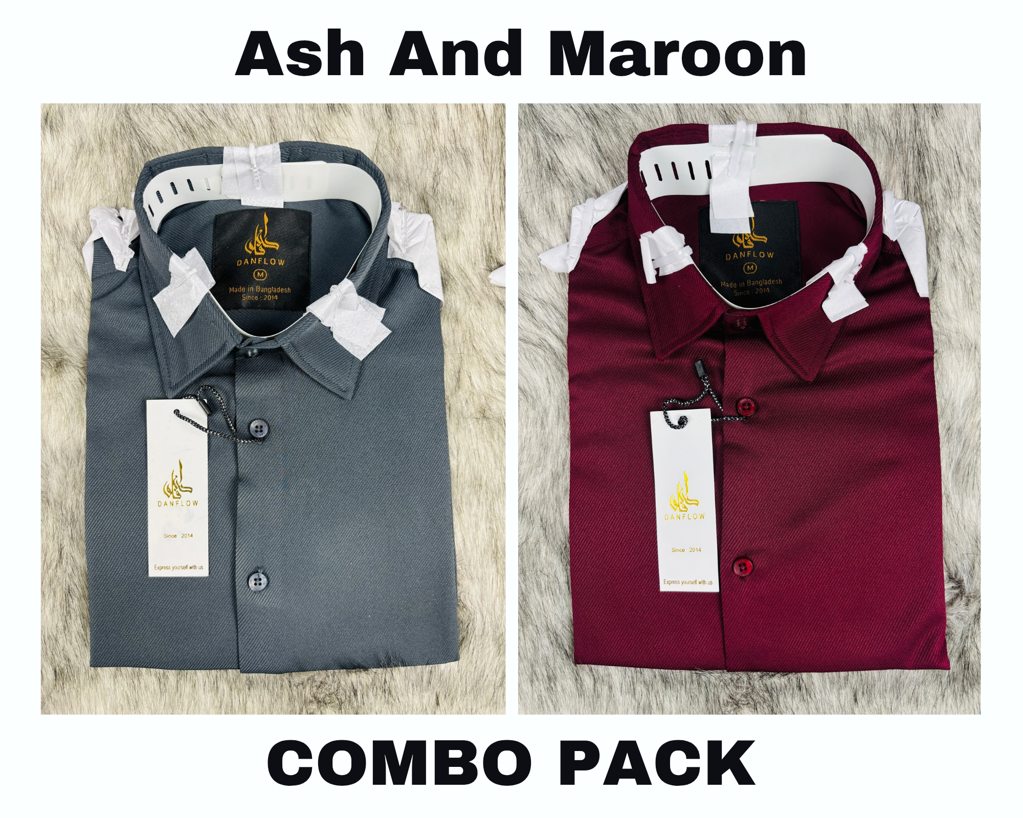 Premium Formal Shirt Combo Pack Ash And Meroon