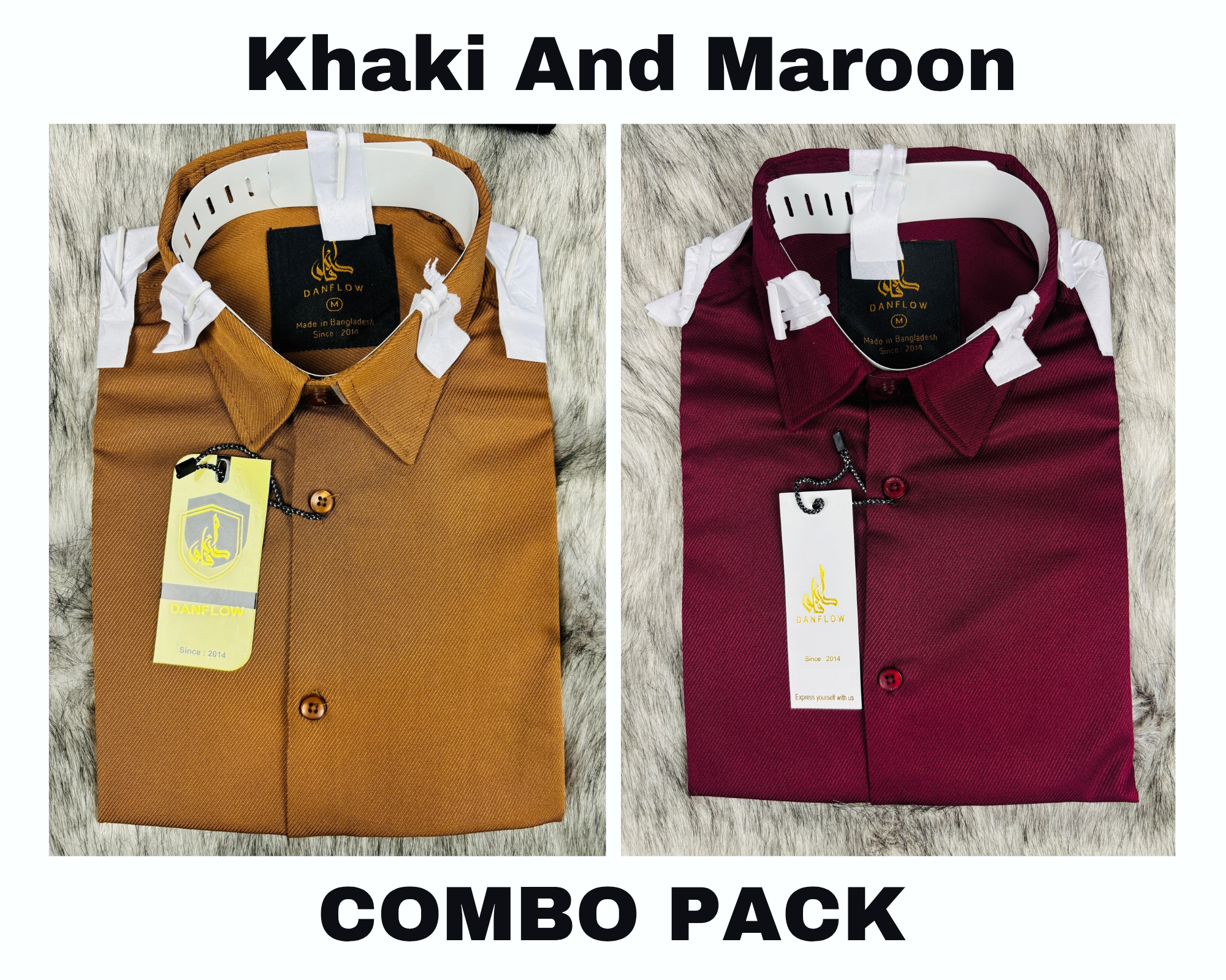 Premium Formal Shirt Combo Pack Khaki And Meroon