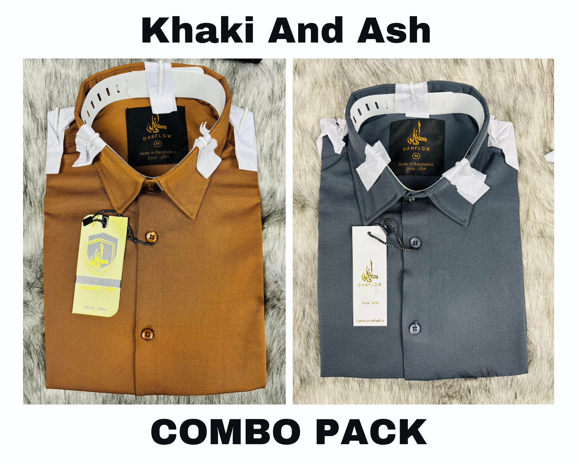 Premium Formal Shirt Combo Pack Khaki And Ash
