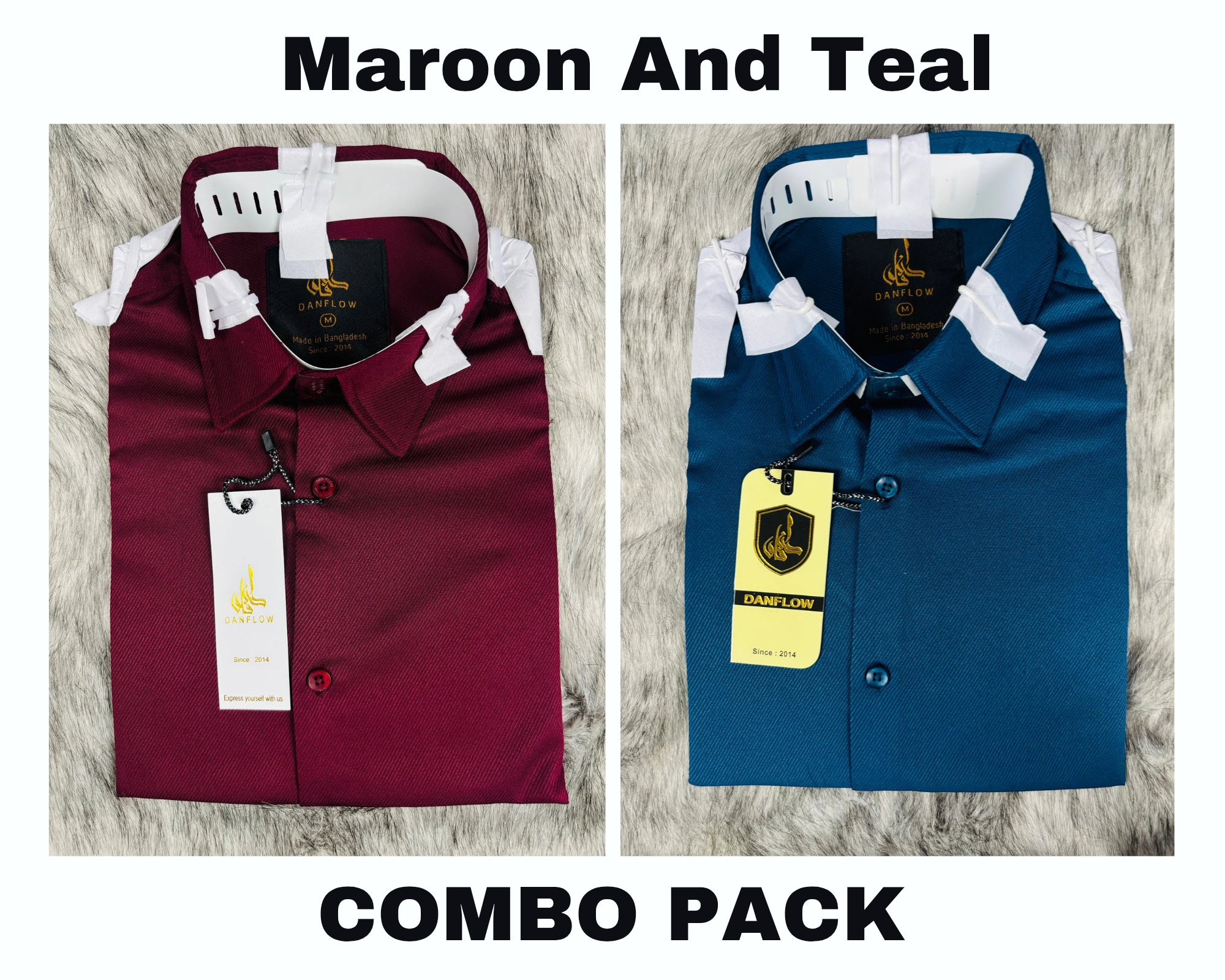 Premium Formal Shirt Combo Pack Maroon And Teal