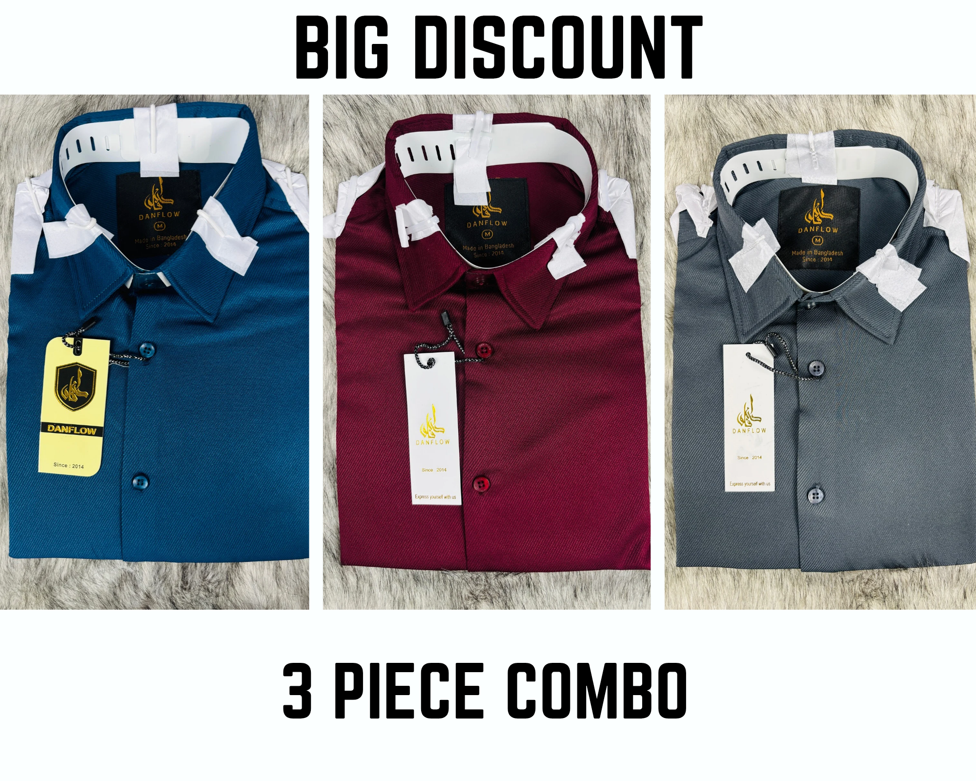 Premium Formal Shirt 3 Piece Combo Teal, Maroon And Ash